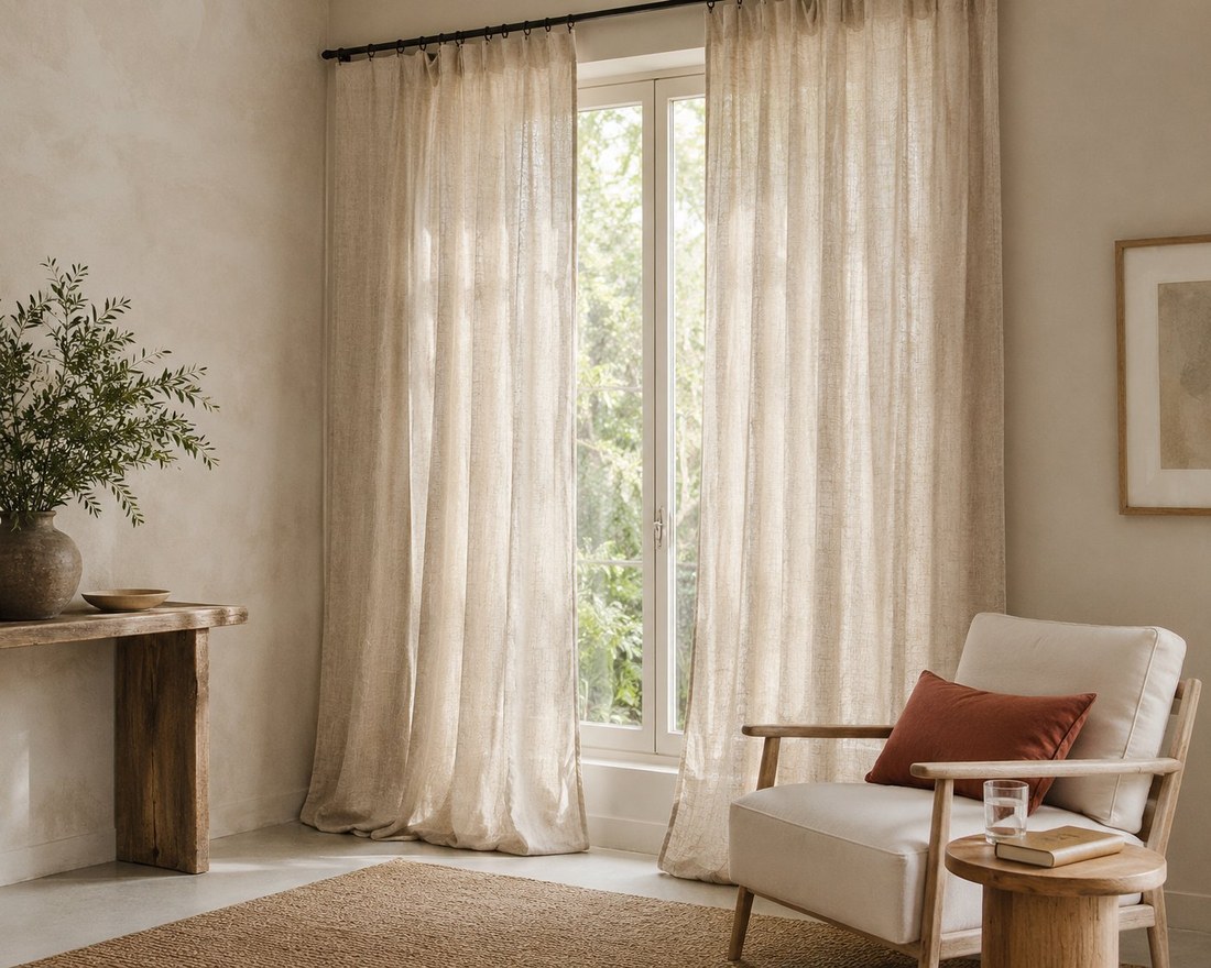 Natural linen curtains